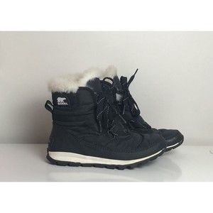Sorel Youth Girls 4 Snow Boots Whitney Short Faux Fur Lined Lace Up Waterproof